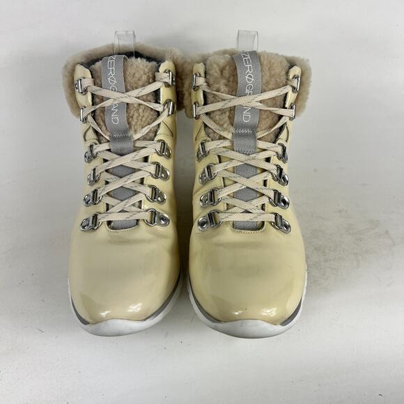 Cole Haan Zerogrand Winter Snow Boots Women's 8.5 Ivory Leather Shearling W09835 - Picture 4 of 10